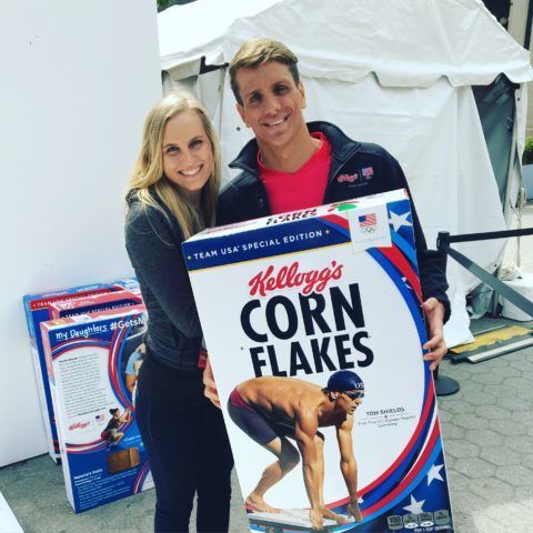 Tom Shields and his wife Gianna at the Kellogg's event in Union Square