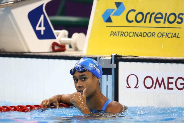 Larrane Ferreira. Trofeu Maria Lenk de Natacao, realizado no Centro Aquatico Olimpico. 20 de abril de 2016, Rio de Janeiro, RJ, Brasil. Foto: Satiro Sodré/ SSPress