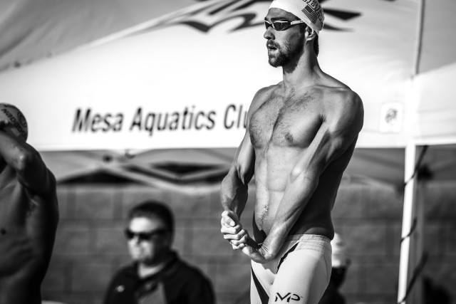 Michael Phelps in the 200 freestyle at teh Mesa Pro Swim Series stop (photo: Mike Lewis)