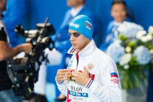 Russia's Evgeny Rylov at 2015 World Championships in Kazan, Russia. Photo: Tim Binning/TheSwimPictures.com