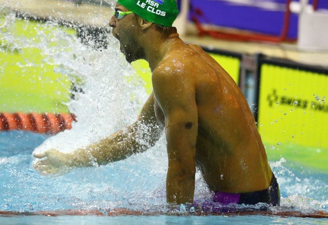 DURBAN, SOUTH AFRICA - APRIL 16: Chad le Clos in the 4x200m medley relay times during the finals session on day 7 of the SA National Aquatic Championships and Olympic Trials on April 16 , 2016 at the Kings Park Aquatic Center pool in Durban, South Africa. Photo Credit / Anesh Debiky/Swim SA
