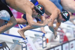 Paltrinieri diving into the 1500 final at the European Championships.