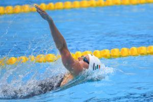 Hosszu stroking to victory in the women's 200 back.