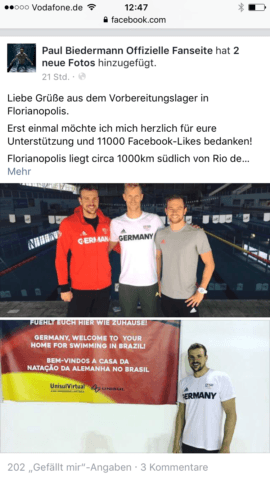 Paul Biedermann, Christoph Fildebrandt, Florian Vogel, Germany, at training camp in Brasil, photo: facebook Paull Biedermann
