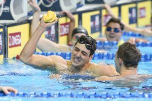 Jacob Pebley after qualifying for the Olympics in the 200 back