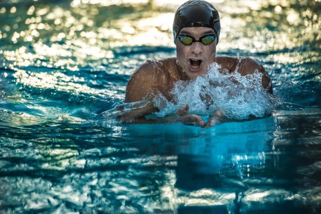 Olympian David Sims in the 200 IM at the 2016 US Masters Swimming National Championship (Photo: Mike Lewis - Courtesy of U.S. Masters Swimming)