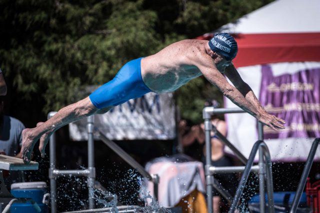 Don Hubbard (89) off in the 200 free at the 2016 US Masters Swimming Summer National Championhips (Photo: Mike Lewis - Courtesy of U.S. Masters Swimming)