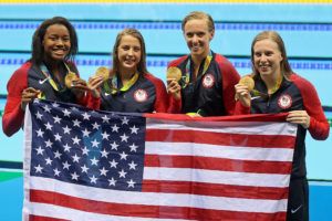 Simone Manuel, Kathleen Baker, Dana Vollmer, Lilly King - 2016 Olympic games - courtesy of Simone Castrovillari