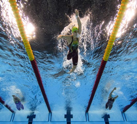 Manon Vernarien NED, Silver Medallist Ellie Cole AUS and Bronze Medallist Jailing XU CHN (left to right) compete in the Women's 400m Freestyle - S9 Final at the Olympic Aquatics Stadium. The Paralympic Games, Rio de Janeiro, Brazil, Friday 9th September 2016. Photo: Bob Martin for OIS/IOC. Handout image supplied by OIS/IOC