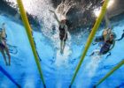 Shengnan Jiang CHN, Stephanie Slater GBR and Kateryna Istomina UKR (left to right) compete in Heat 2 of the Women's 100m Butterfly - S8 at the Olympic Aquatics Stadium. The Paralympic Games, Rio de Janeiro, Brazil, Friday 9th September 2016. Photo: Bob Martin for OIS/IOC. Handout image supplied by OIS/IOC Bob Martin for OIS/IOC.