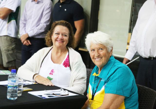 Georgina Hope 'Gina' Rinehart (left) & Dawn Fraser (right), courtesy of Swimming Australia