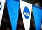 NCAA swimming backstroke flags by Mike Lewis