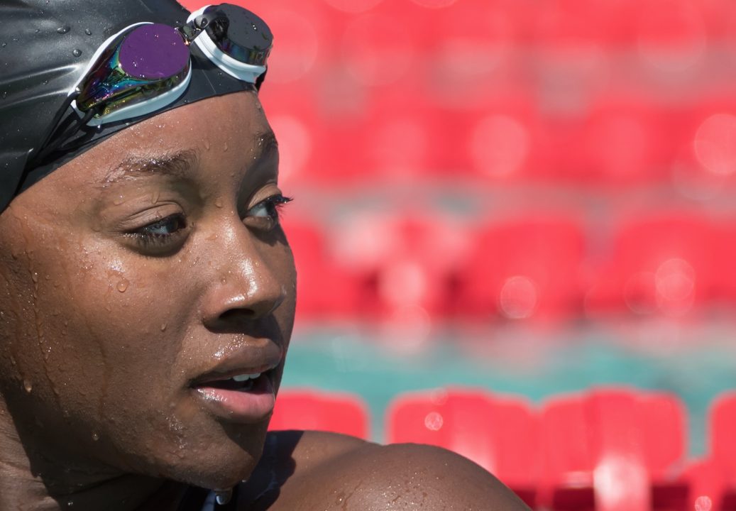 Simone Manuel Upsets for 100 Free Gold from Lane One in American Record ...