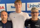 Il Direttore Tecnico Guerra Cristiano, l’azzurro Alessandro Miressi e il tecnico responsabile della prima squadra Antonio Satta