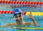 Simone Barlaam celebrating World Record credit Augusto Bizzi/FINP