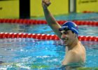 Simone Barlaam celebrating World Record credit Augusto Bizzi/FINP